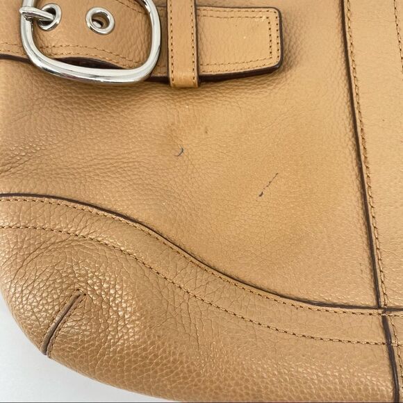 Coach Y2K Vintage F17125 Leather Shoulder Bag leather buckle hand bag tan brown‎ - Picture 3 of 14